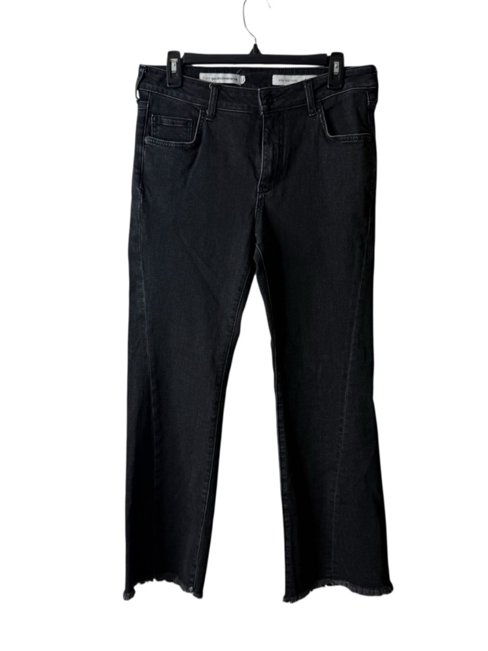 Anthropologie Pilcro Charcoal Gray Black High Rise Flare Denim Jeans Size